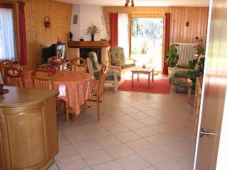 Location Champéry : Salon : TV, cheminée, canapé-lit
