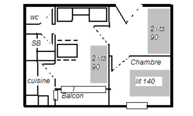 Location Les Ménuires : plan de l'appartement