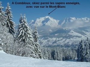 Location Combloux : Skier face au Mont-blanc-